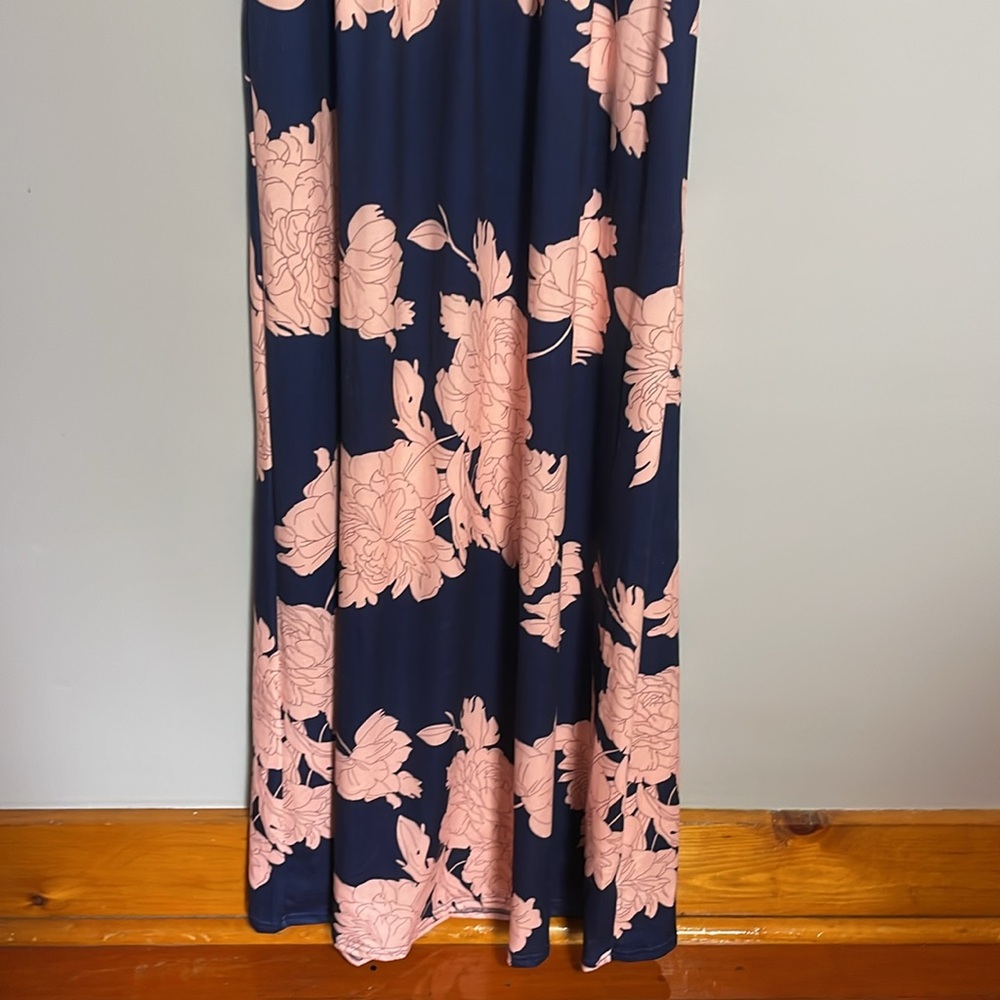 Bluetime Blue and Peach Floral Tank Maxi Dress Size Small NWT - Picture 3 of 9